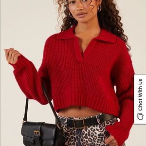 Cropped knit sweater